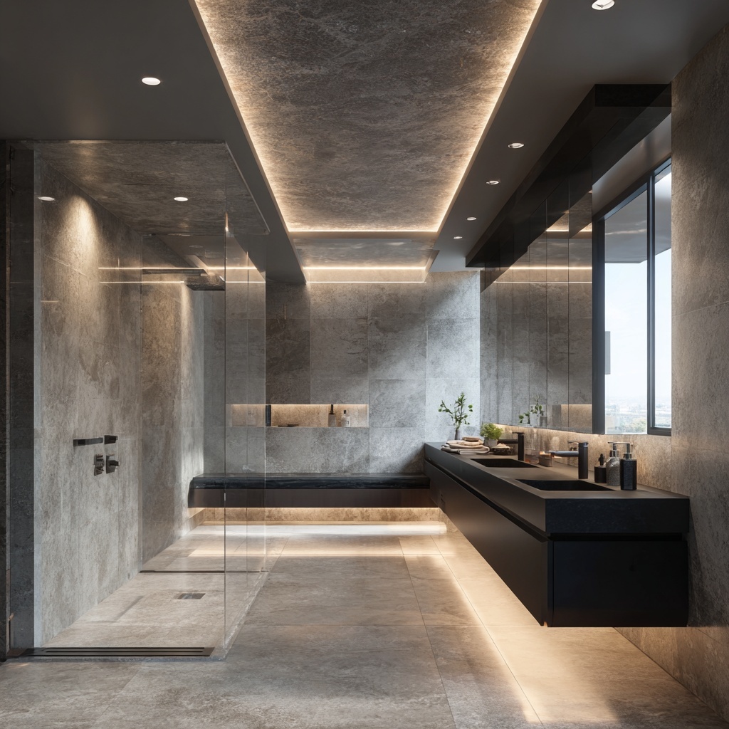 Stretch ceiling installed in bathroom