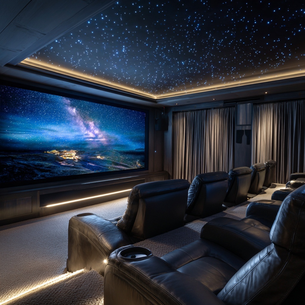 Stretch ceiling installed in home theater