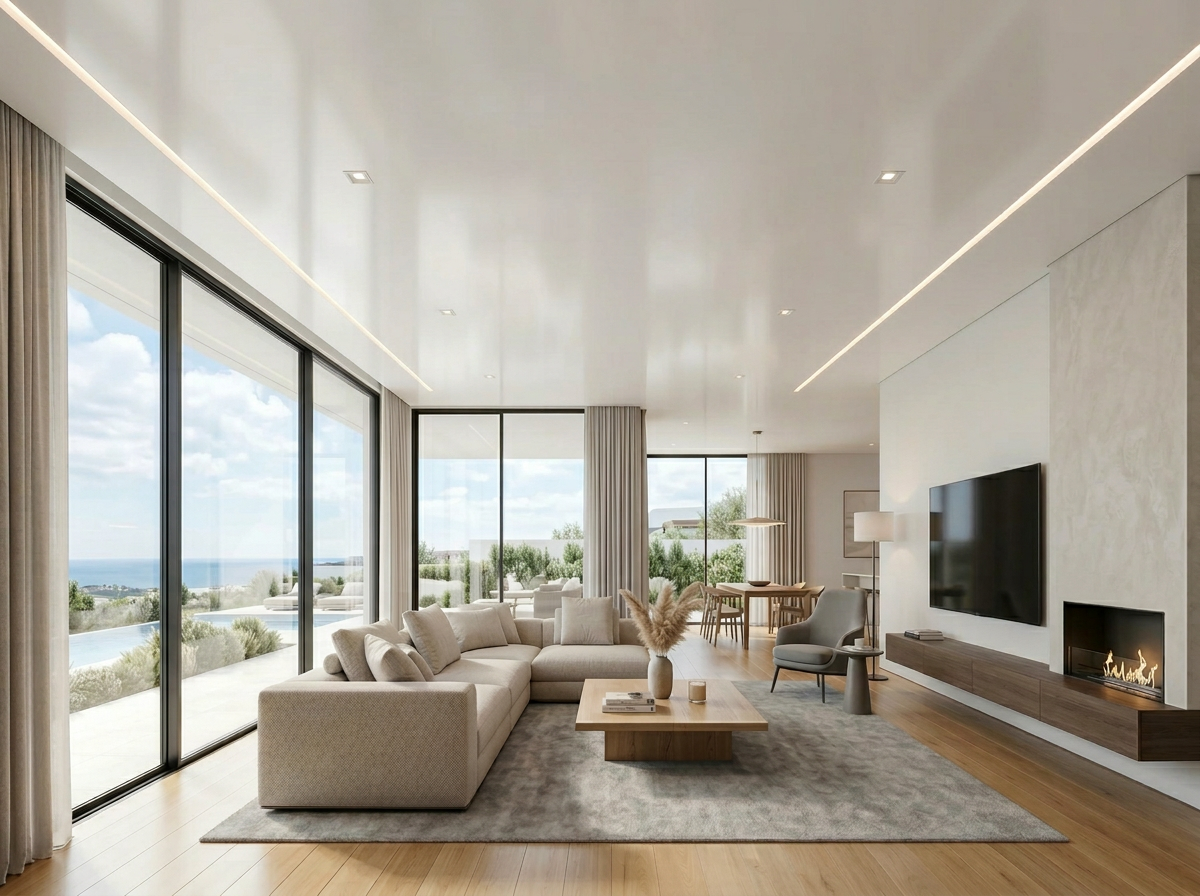 Satin stretch ceiling finish