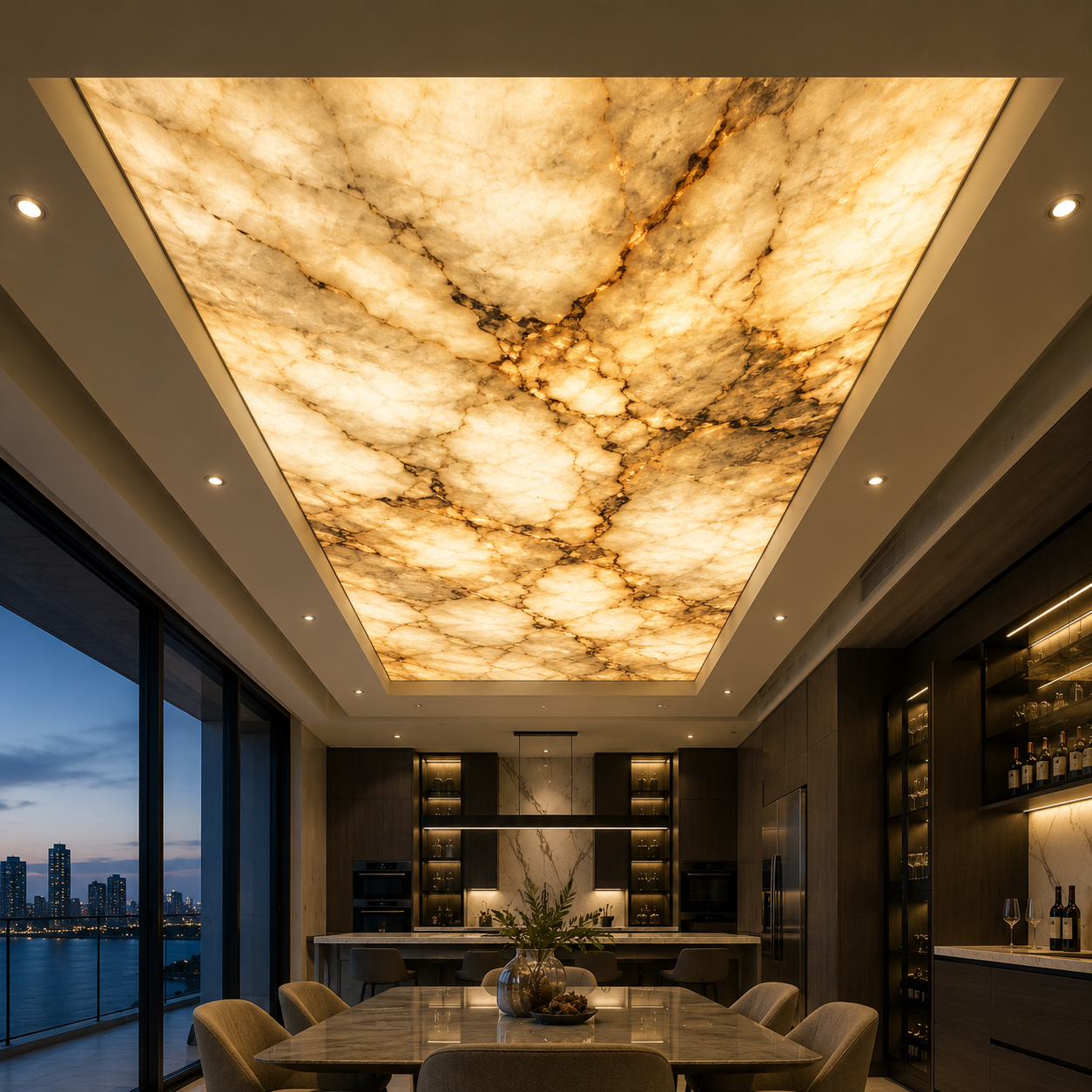 Decorative Backlit Ceilings for concrete ceiling